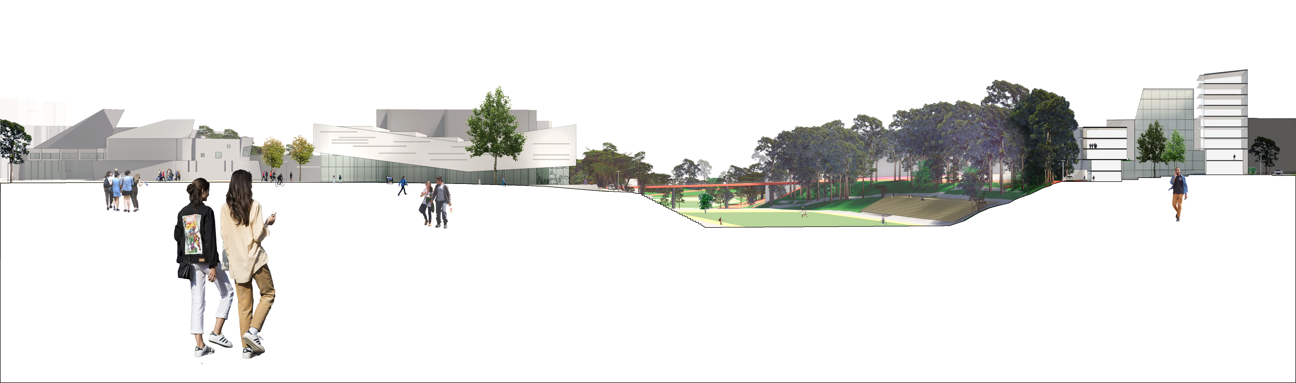 section showing new student center and valley